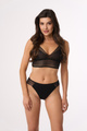 Figi basic z delikatną koronką w kolorze czarnym (208)