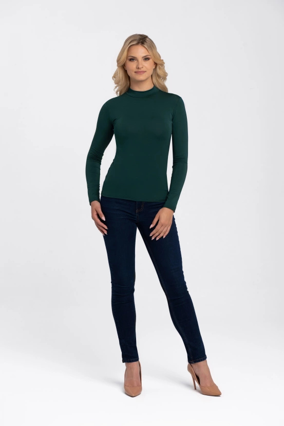 RESTA - long sleeve half turtleneck in bottle green color