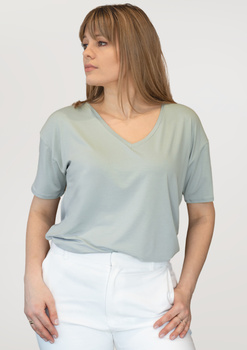 PATTY - loose T-shirt with v-neck in mint color