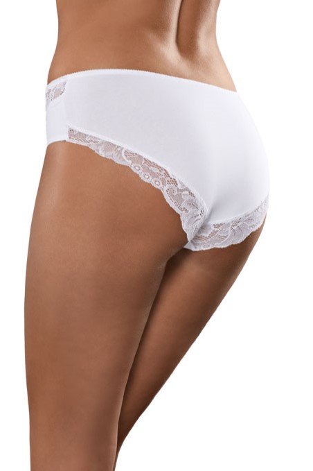 Bawełniane figi z detalem koronki w kolorze białym (151)