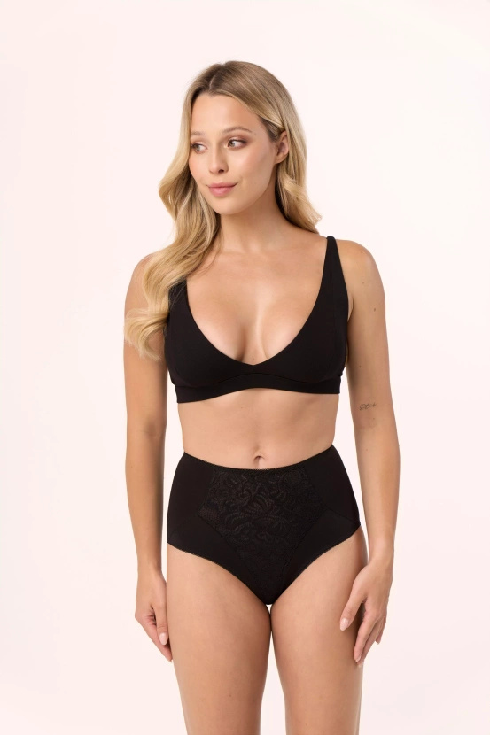 215 - czarne majtki modelujące z dodatkiem koronki