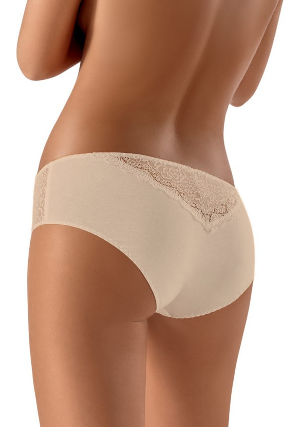 Bawełniane majtki z koronkowym detalem w kolorze beżowym (091)