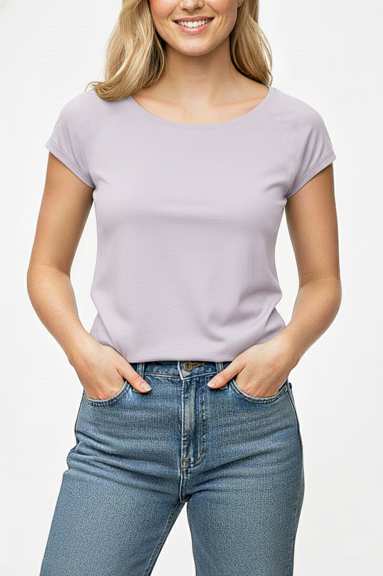 KITI - viscose blouse with short sleeves in lavender color