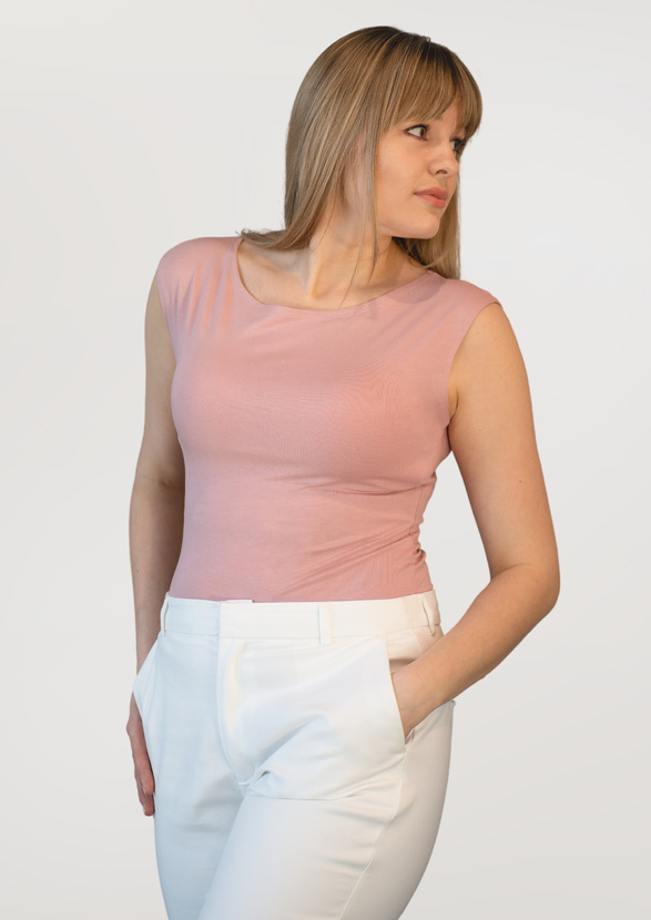 INDI - blouse with wide straps in pink color