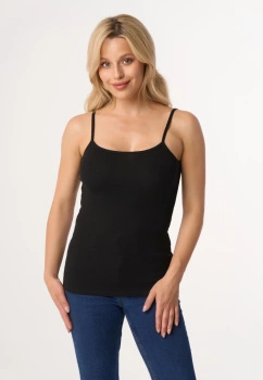 MAXINE - ribbed cotton top in black