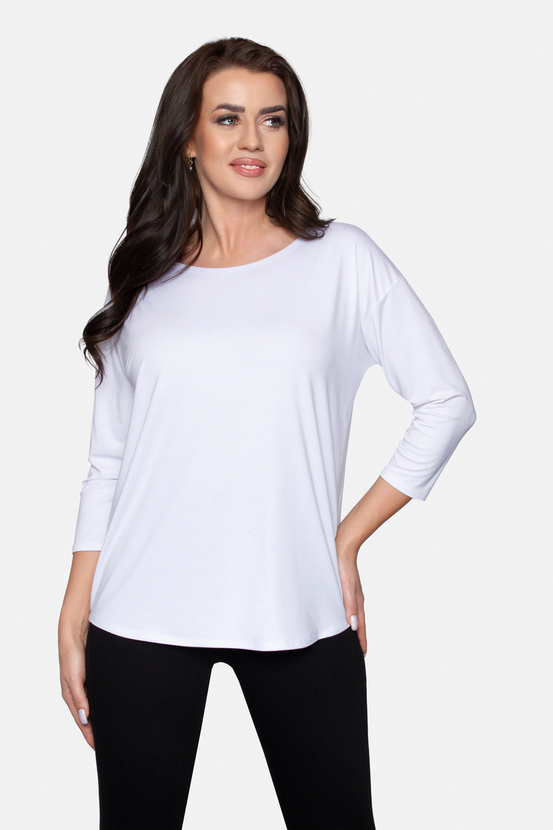 CAMILLE - loose 3/4 sleeve blouse in white
