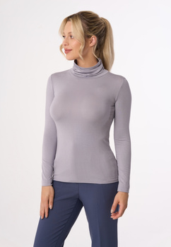 BEVERLY - long sleeve turtleneck blouse in silver