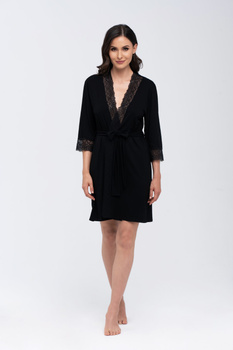 JANE - viscose bathrobe in black