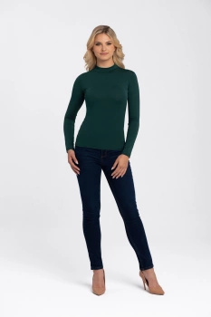 RESTA - long sleeve half turtleneck in bottle green color