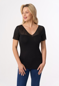 PATRICIA - bluzka z koronkowym detalem w kolorze czarnym