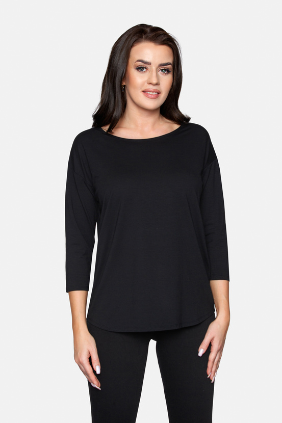 CAMILLE - lockere 3/4-Arm-Bluse in Schwarz