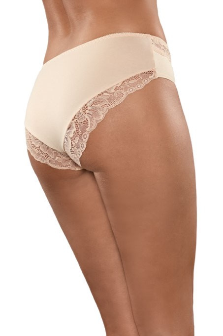 Bawełniane figi z detalem koronki w kolorze beżowym (151)