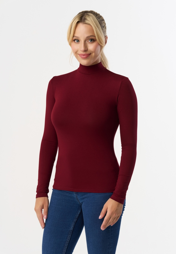 RESTA - long sleeve half turtleneck in burgundy color