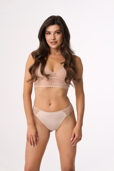 Figi basic z delikatną koronką w kolorze beżowym (208)