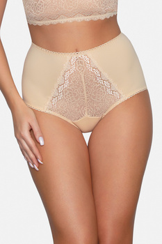 Wyszczuplające majtki z wysokim stanem oraz koronkową wstawką w kolorze beżowym (185)