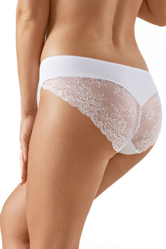 Majtki z koronkowym detalem oraz klasycznym kroju w  kolorze białym (131)