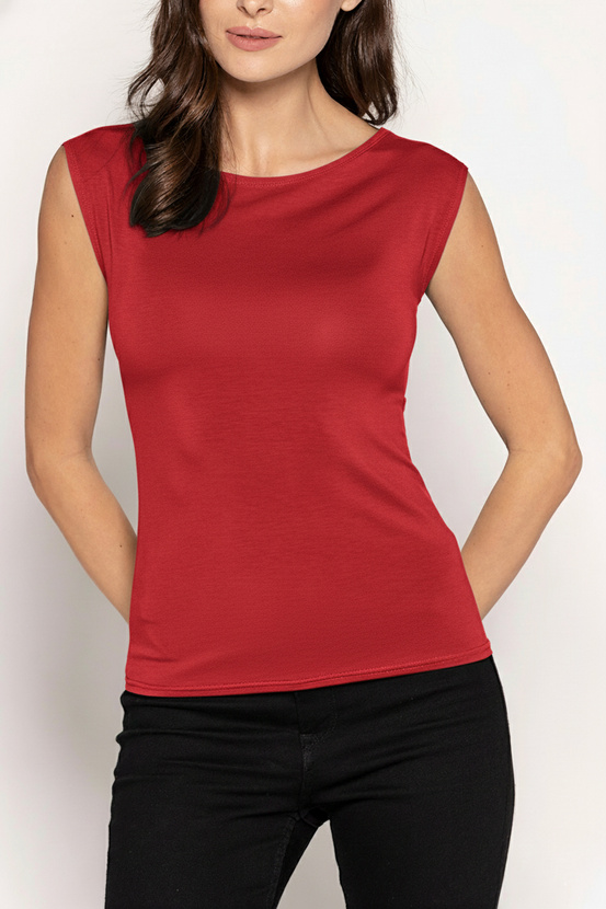 INDI - wide strap blouse in flamenco color
