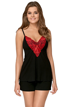 Piżamka damska top i krótkie spodenki PILAR czarny