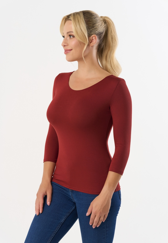 MANATI 3/4 - 3/4 sleeve blouse in marsala color