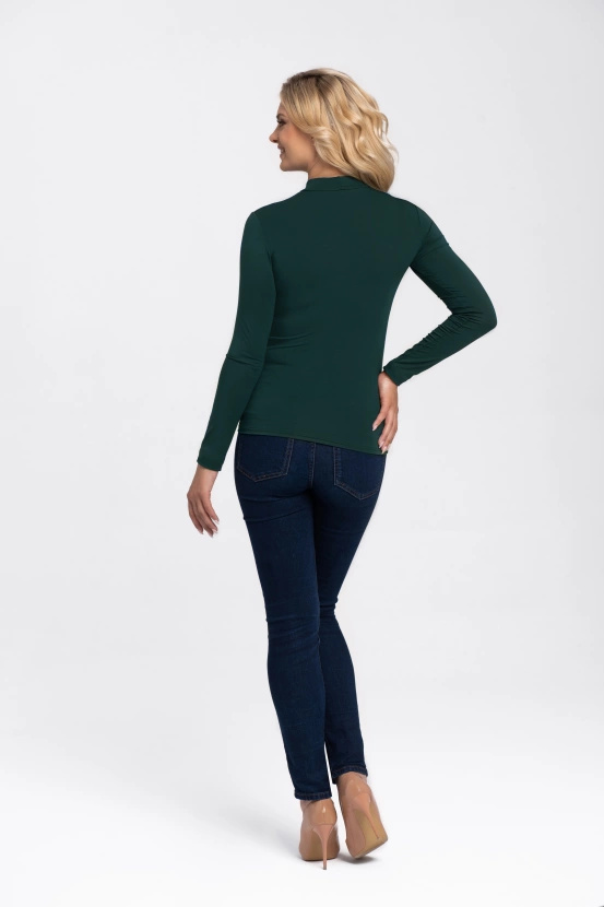 RESTA - long sleeve half turtleneck in bottle green color