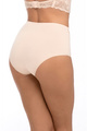 Majtki z wysokim stanem oraz elementami koronki w kolorze beżowym (174)