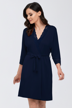 ARLENA - Morgenmantel mit Spitzendetail in navy blau