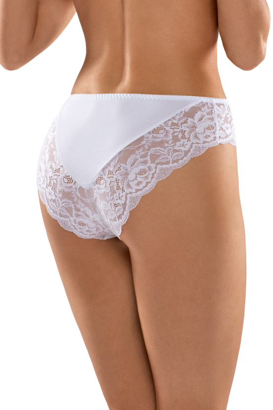 Bawełniane figi z ozdobną koronką w kolorze białym (135)